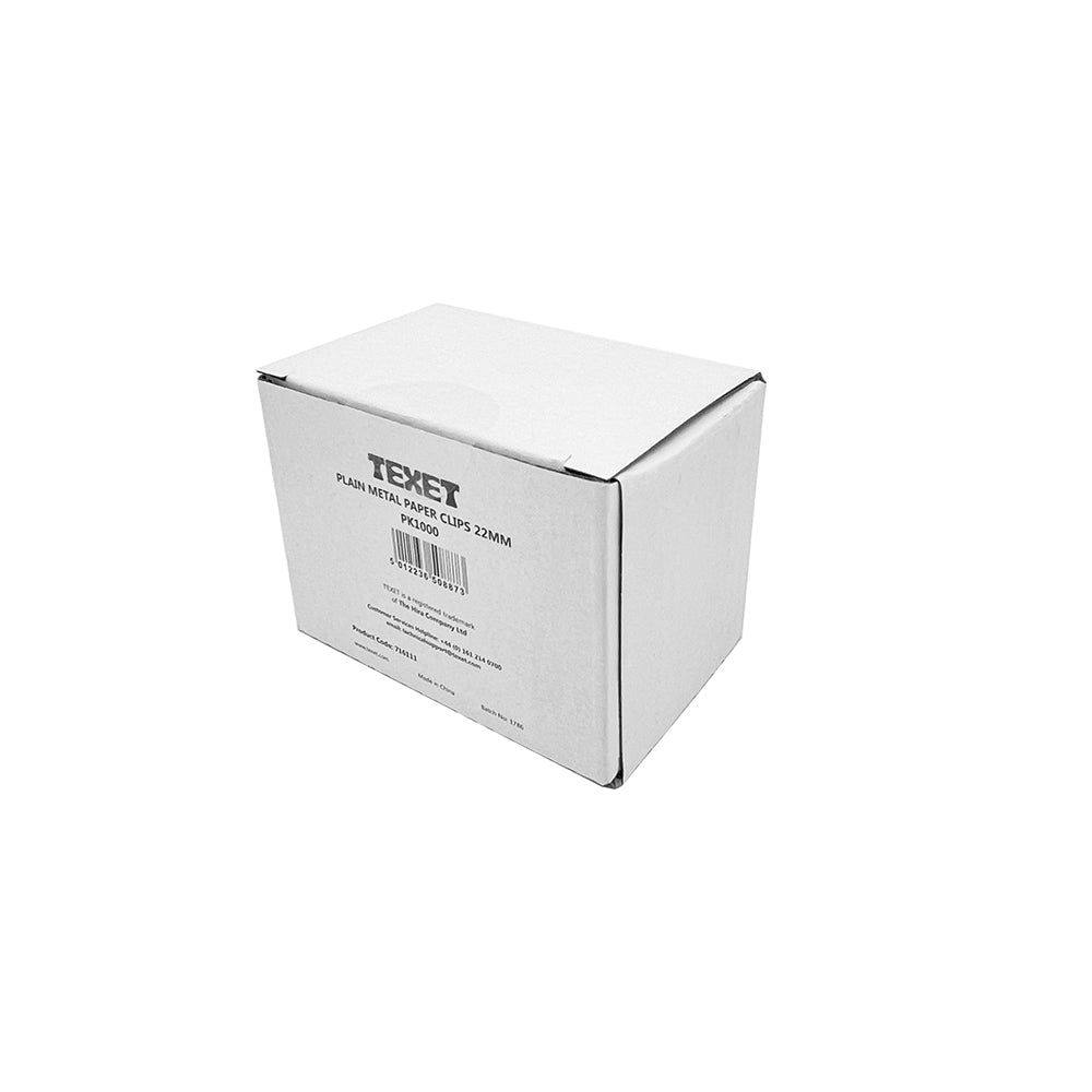 22mm Plain Metal Paper Clips, Pack of 1000