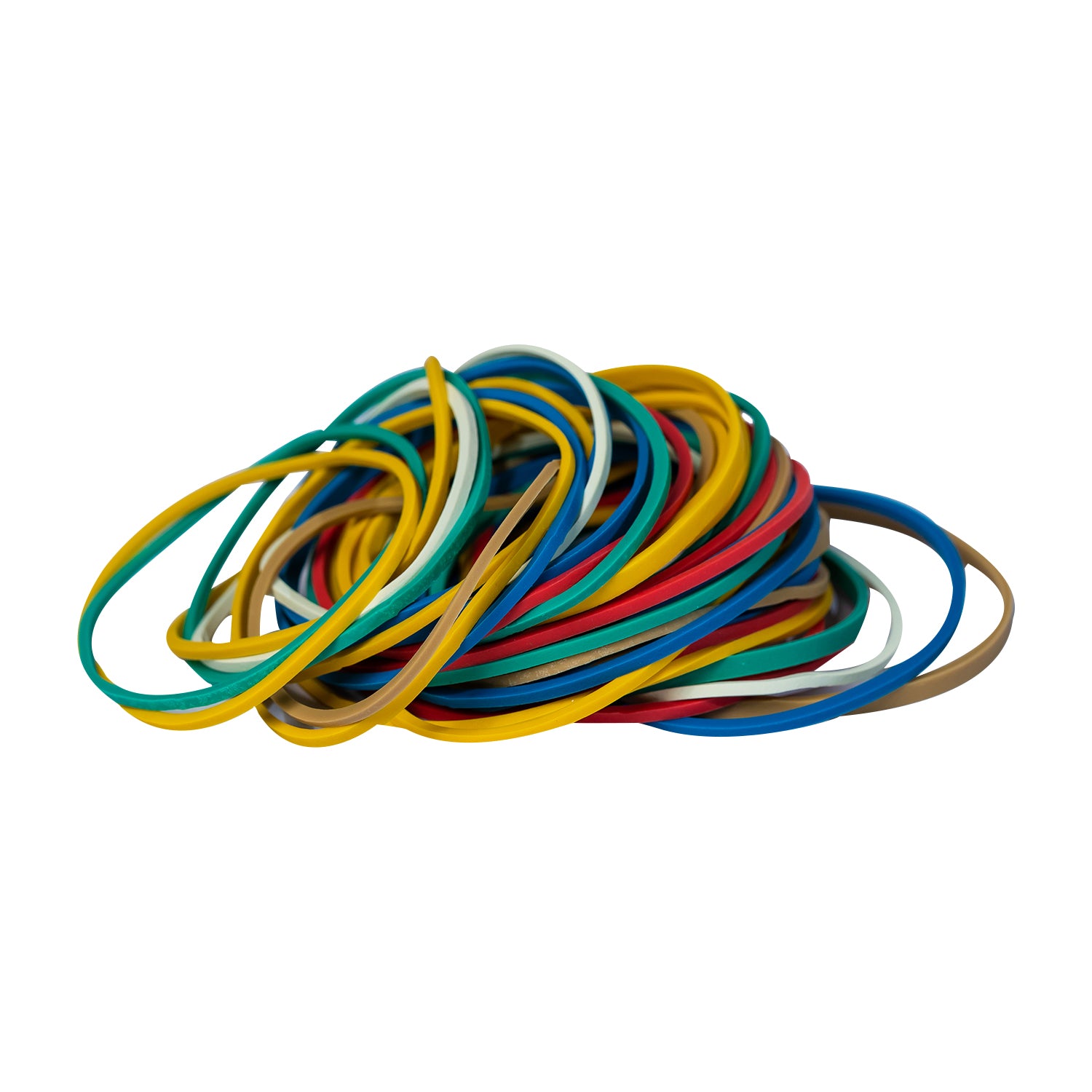 Rubber Bands – Assorted Sizes & Mixed Colours, 75g Tub