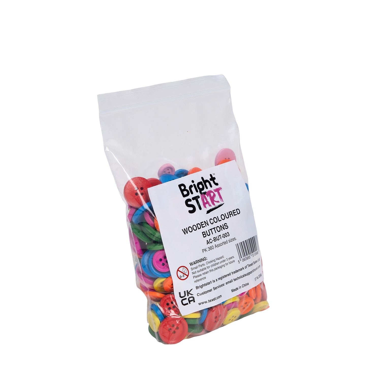 Wooden Coloured Buttons, Pack of 360