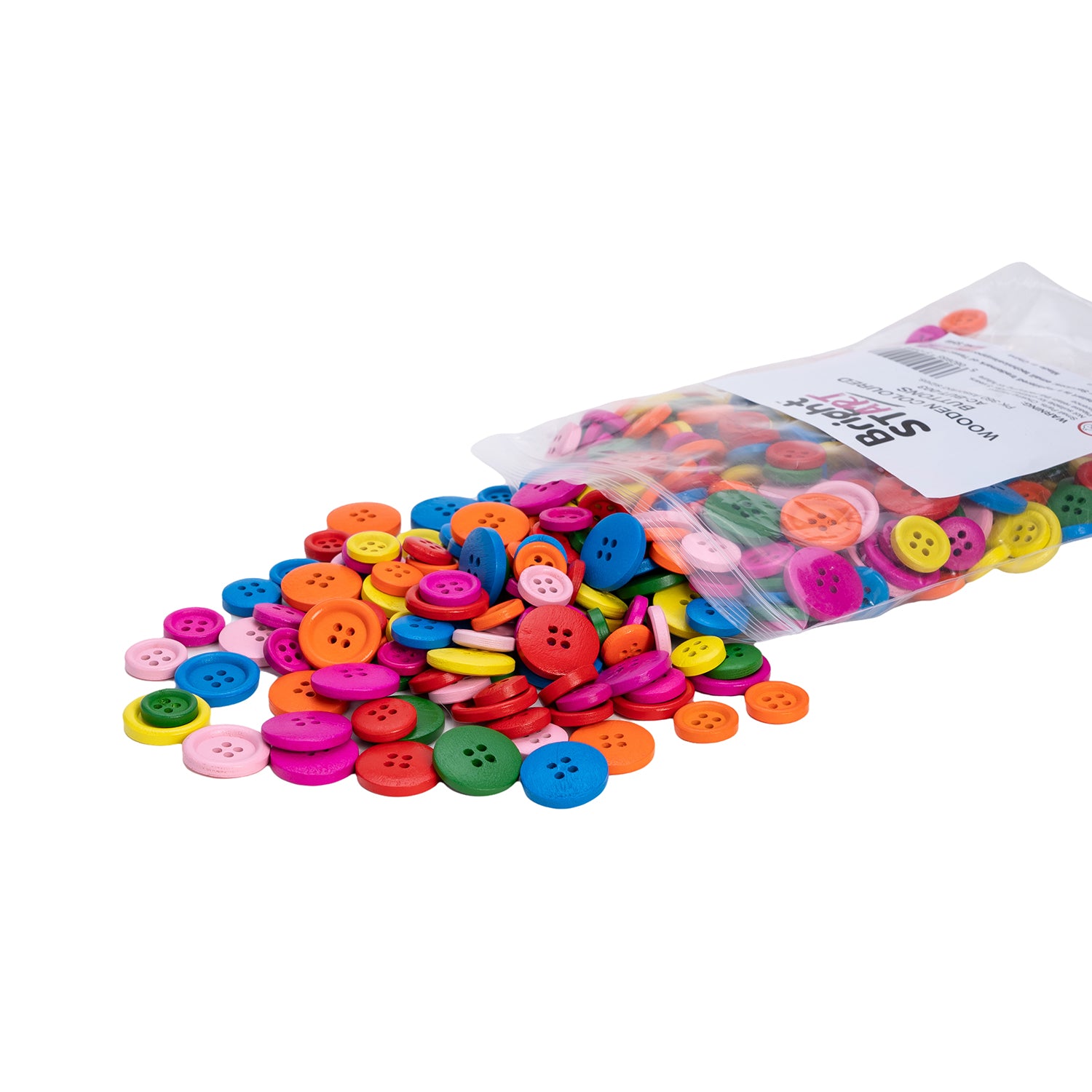 Wooden Coloured Buttons, Pack of 360