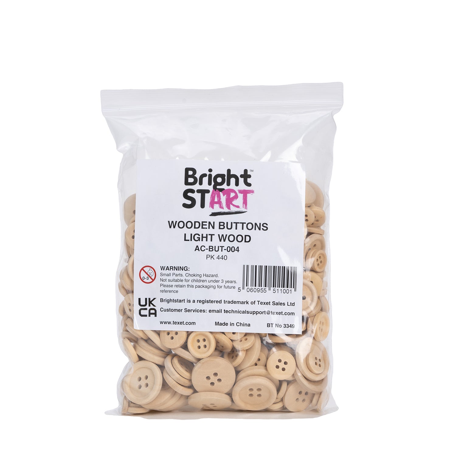 Light Wooden Buttons, Pack of 440