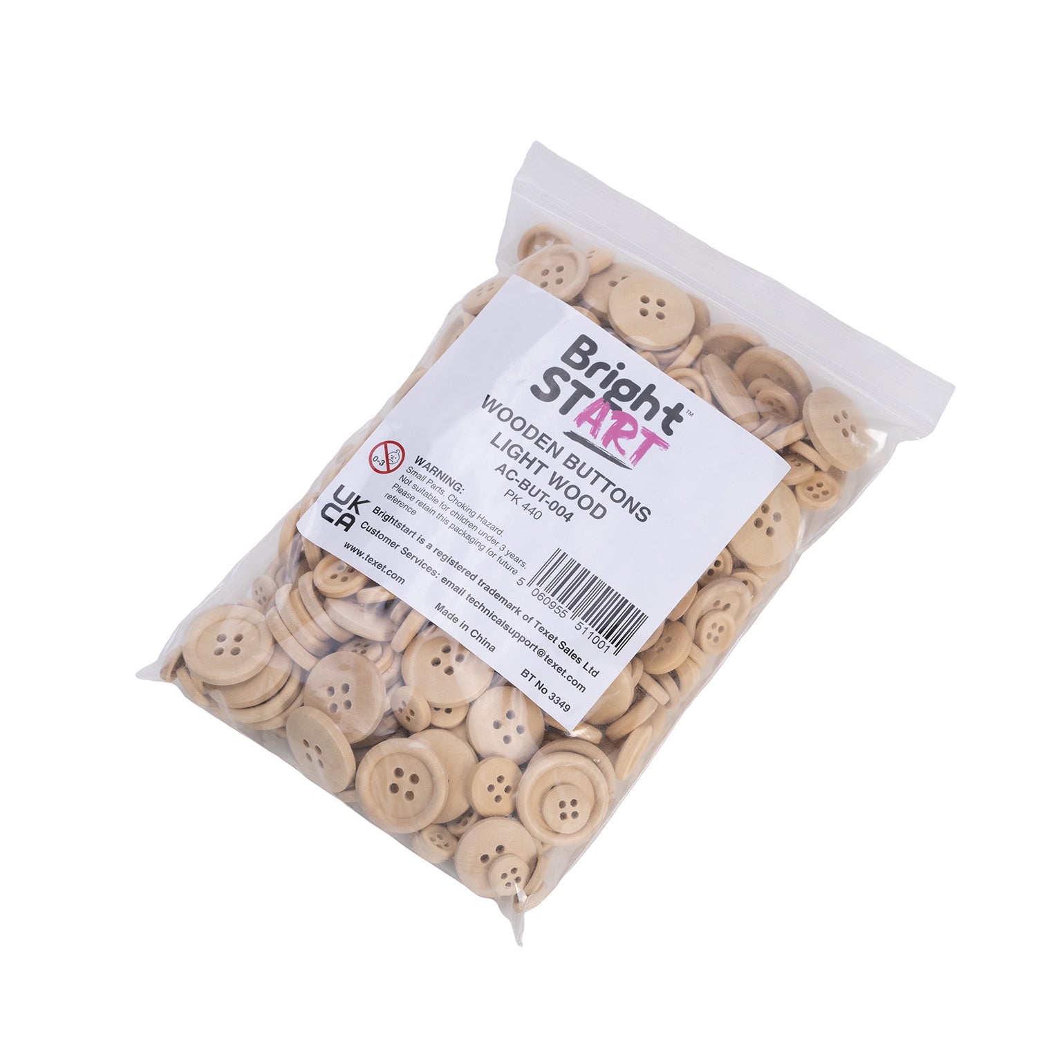 Light Wooden Buttons, Pack of 440