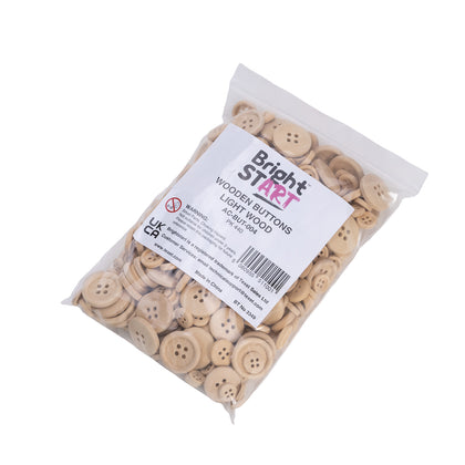 Light Wooden Buttons, Pack of 440