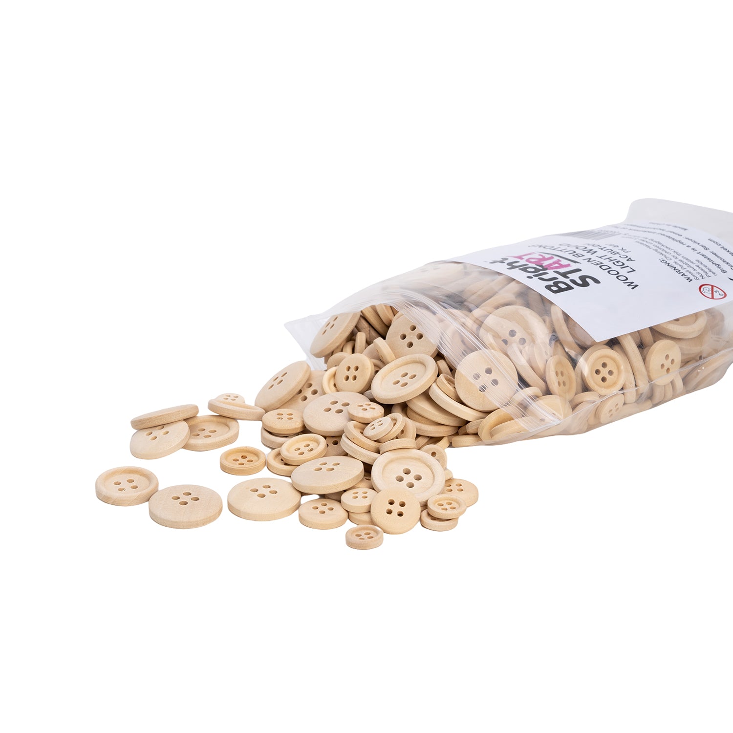 Light Wooden Buttons, Pack of 440