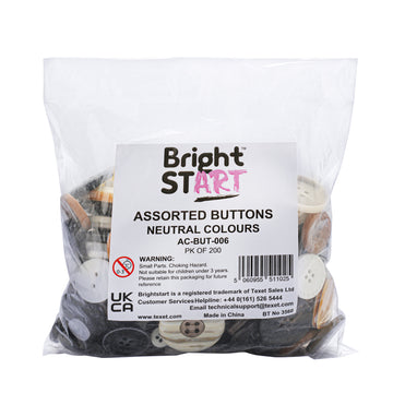 Assorted Buttons Neutral Colours, Pack of 200