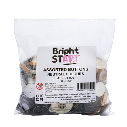Assorted Buttons Neutral Colours Pack of 200