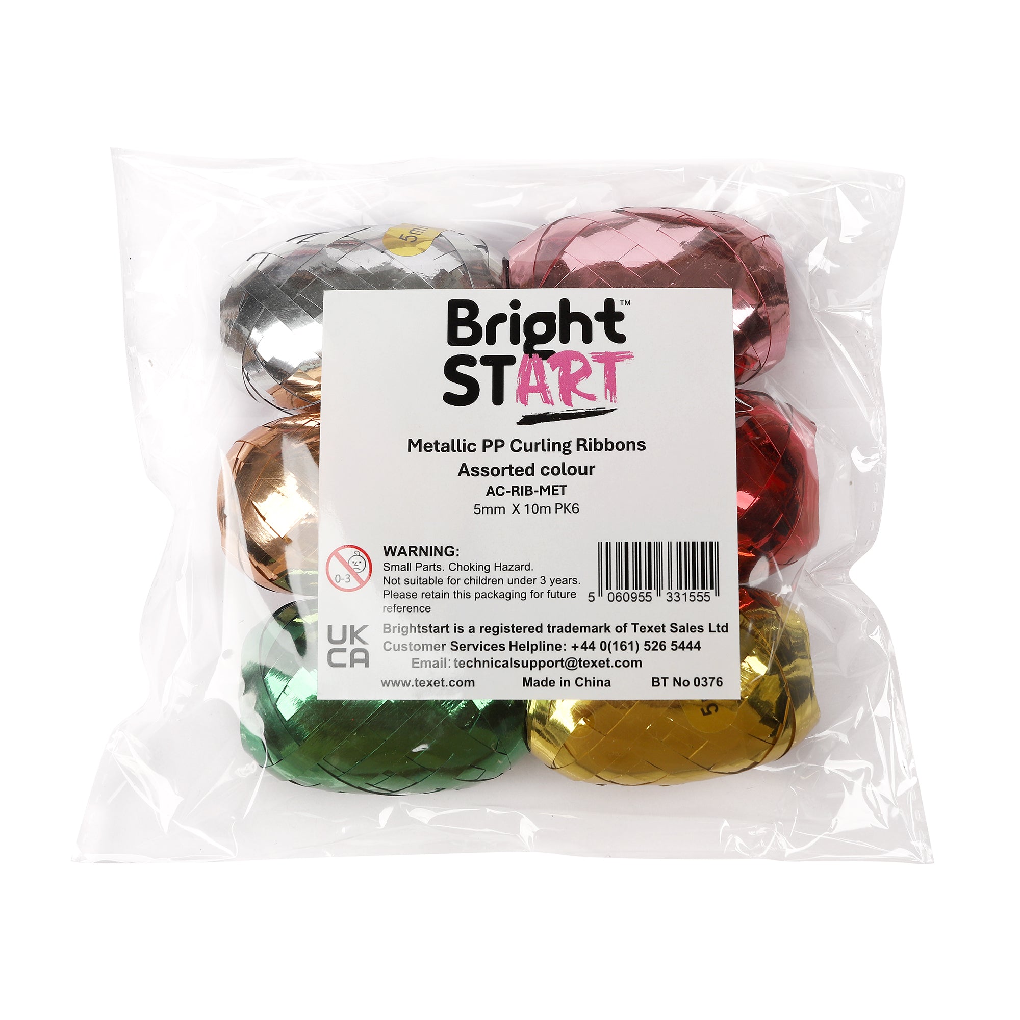 Metallic PP Curling Ribbon 5mm X 10m, Pack of 6