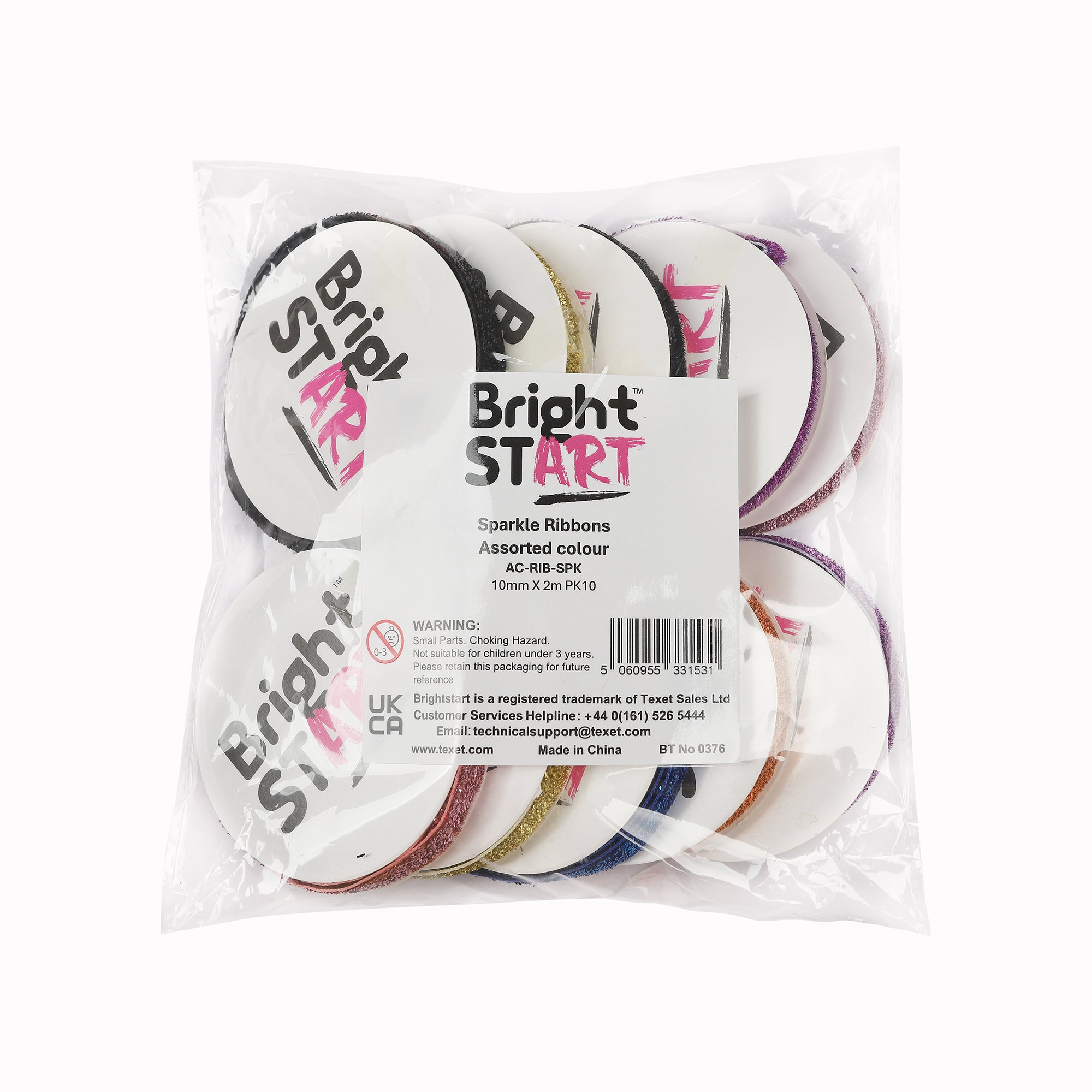 Sparkle Ribbons 10mm X 2m, Pack of 10