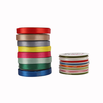 Satin Ribbons 3 & 9mm widths X 7.5m, Pack of 16