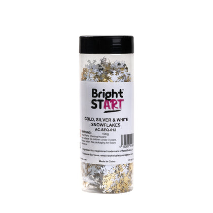 Gold, Silver and White Snowflakes Sequins 100g