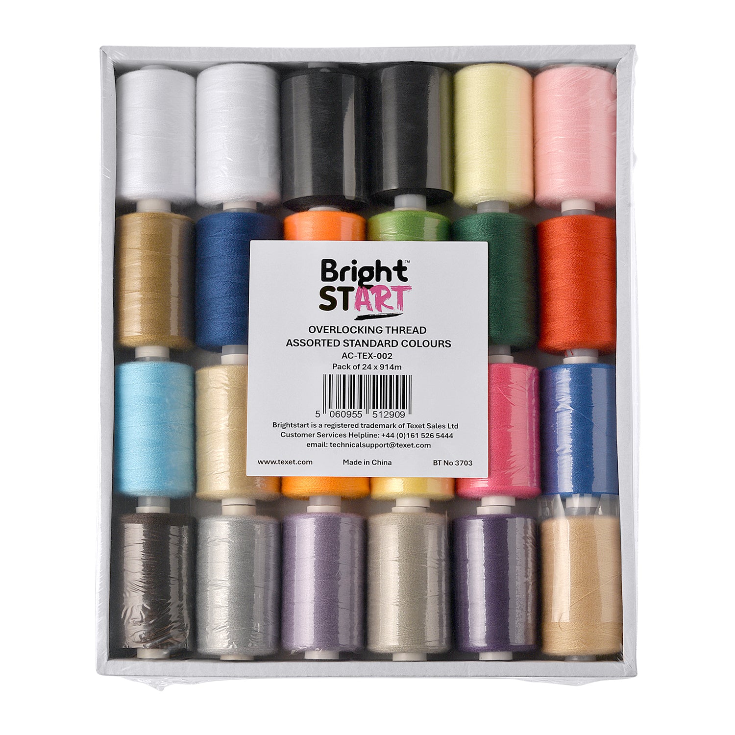 Standard Colour Overlocking Thread, Pack of 24