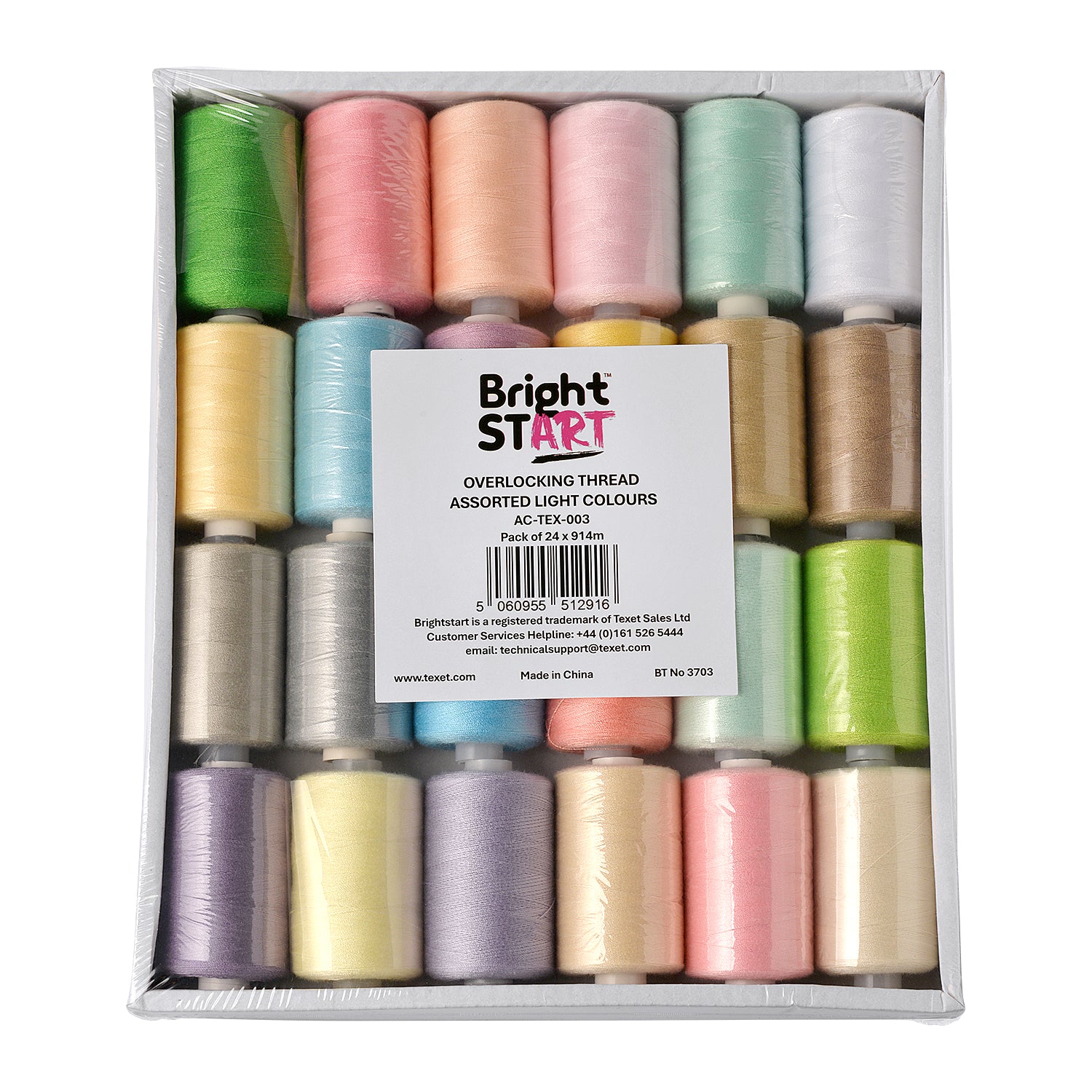 Light Colour Overlocking Thread, Pack of 24