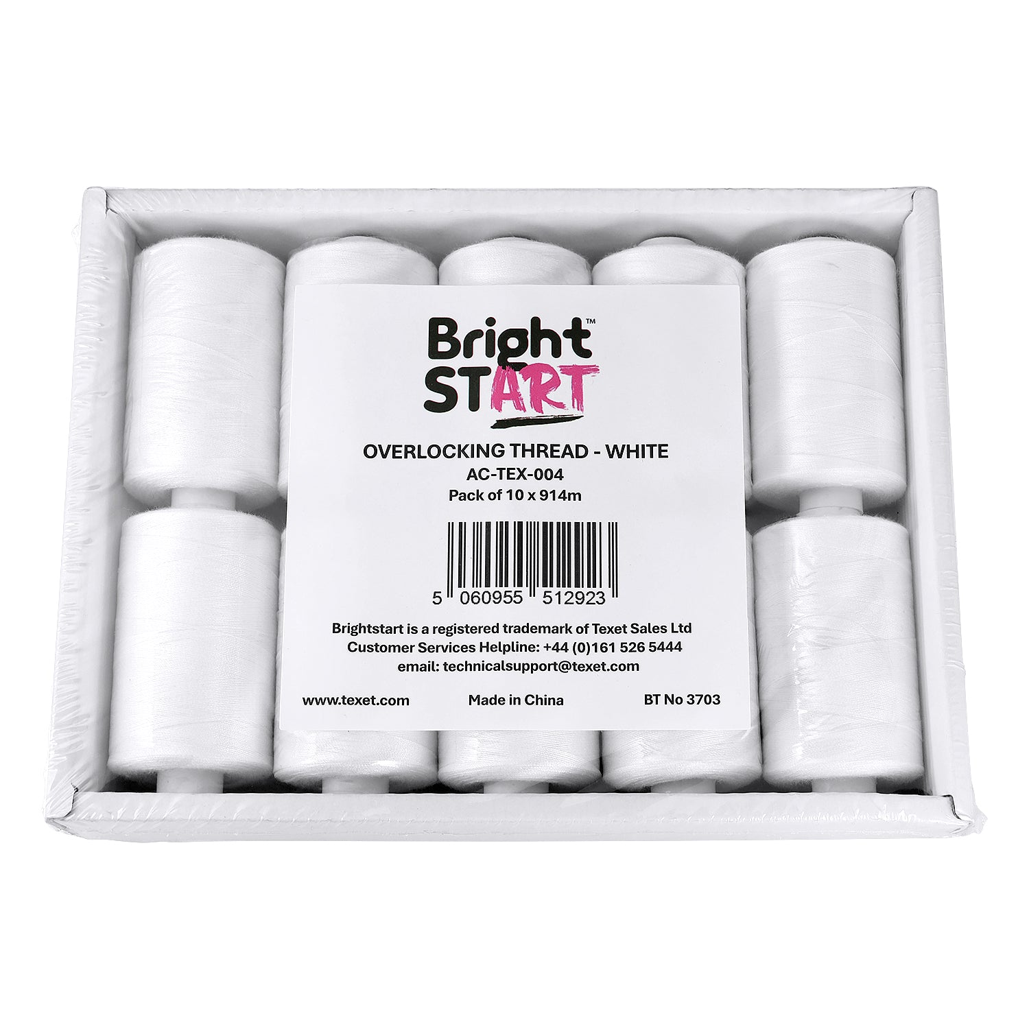 White Overlocking Thread, Pack of 10