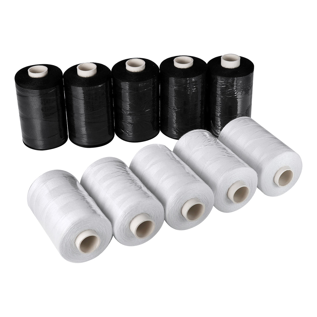 Black and White Overlocking Thread, Pack of 10