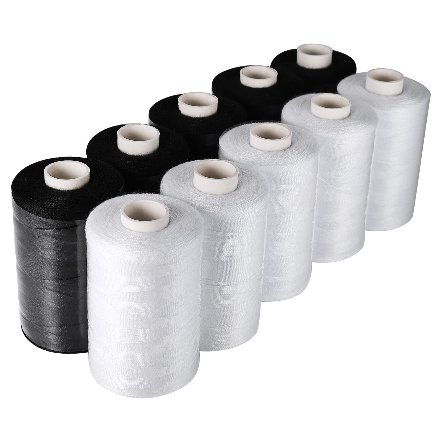 Black and White Overlocking Thread, Pack of 10