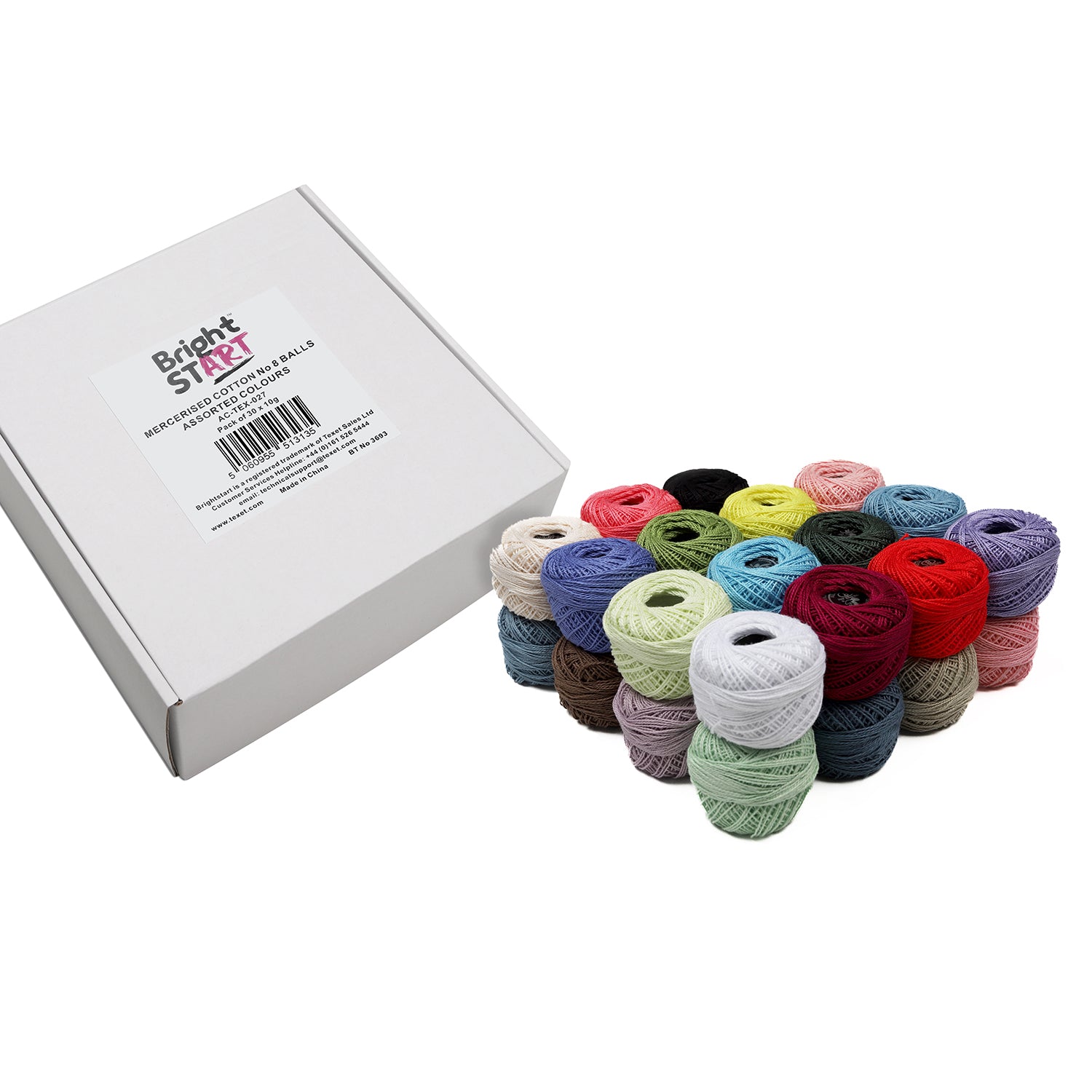 Mercerised Cotton No.8 Balls, Pack of 30