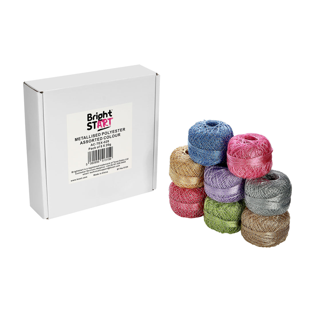Metallised Polyester Yarn, Pack of 8