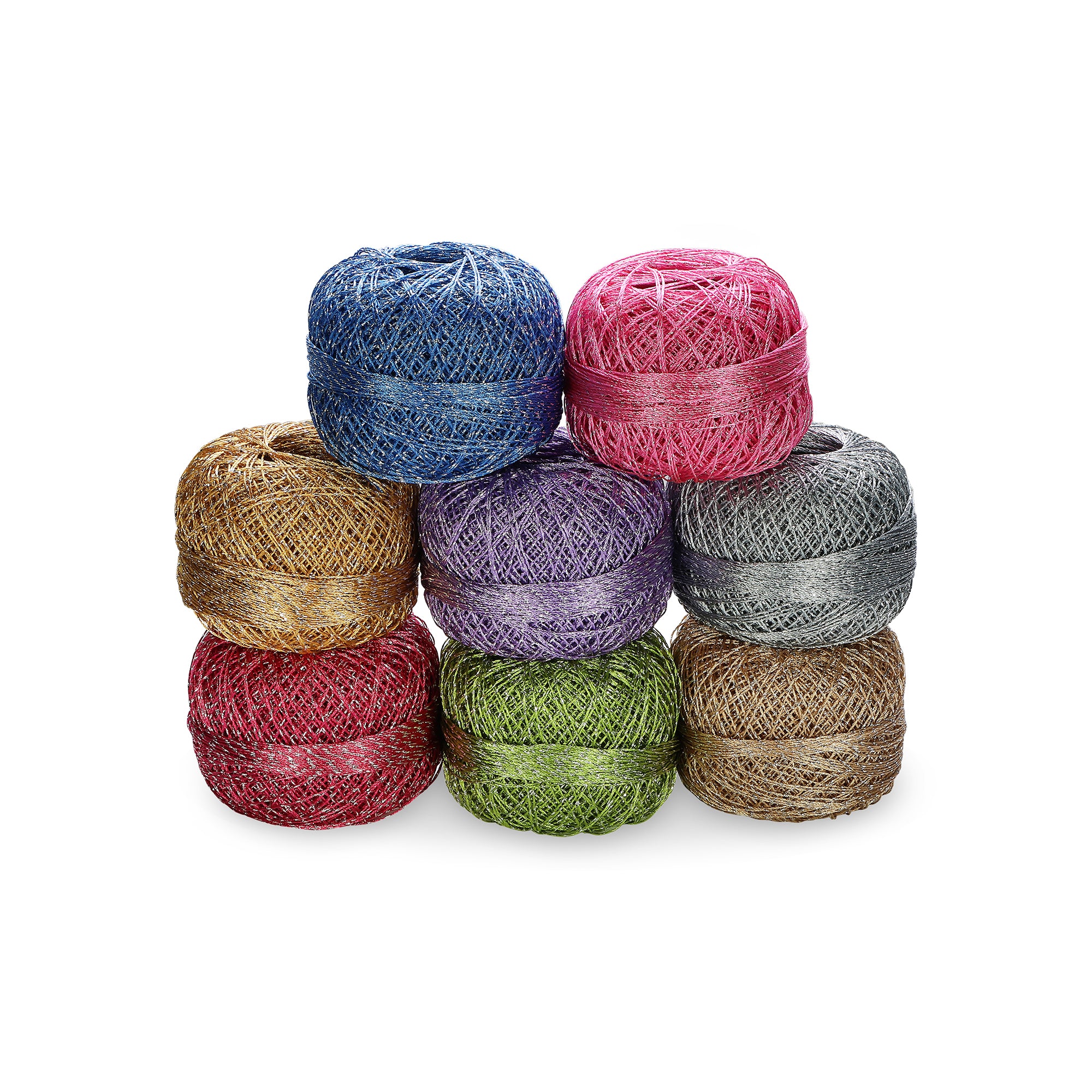 Metallised Polyester Threads, Pack of 8