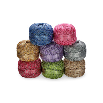 Metallised Polyester Threads, Pack of 8
