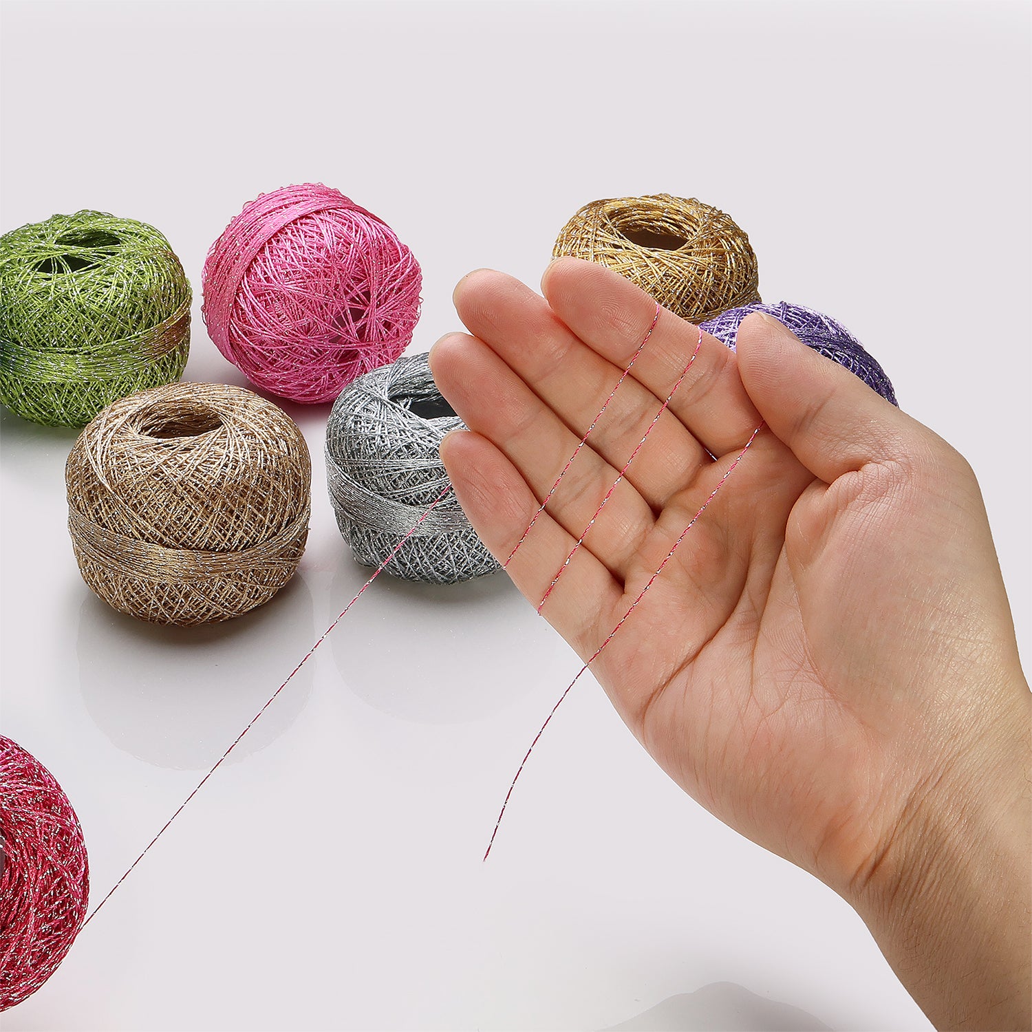 Metallised Polyester Threads, Pack of 8