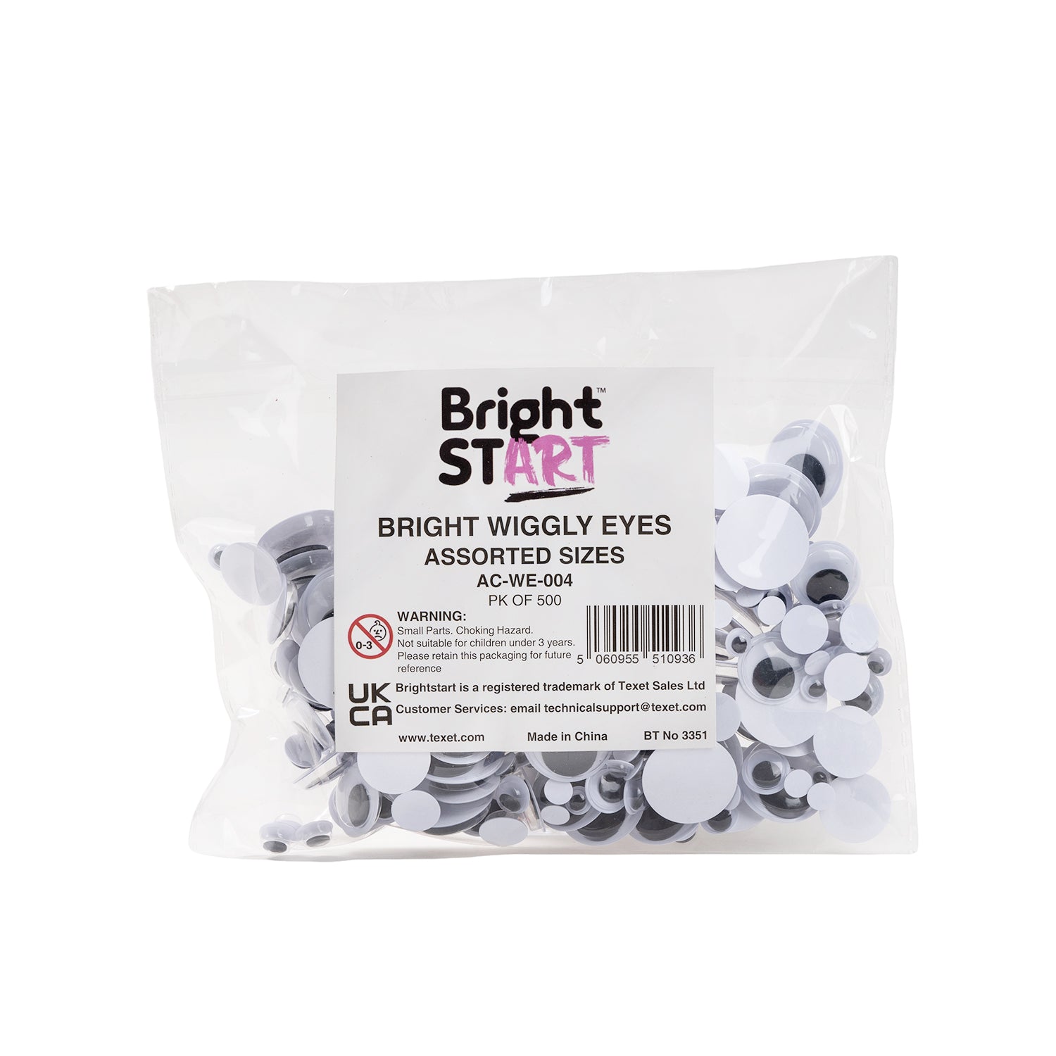 Black Wiggly Eyes, Pack of 500