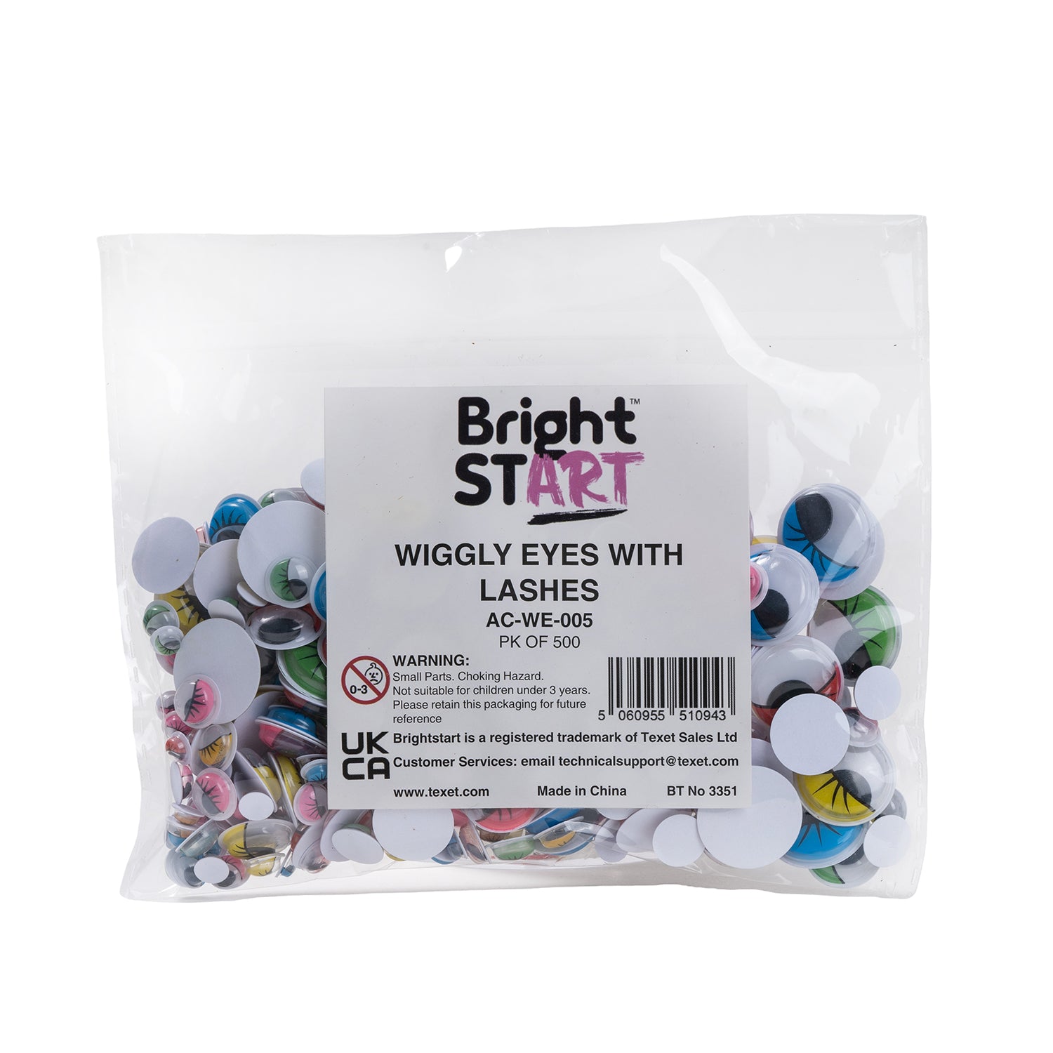 Wiggly Eyes with Lashes, Pack of 500