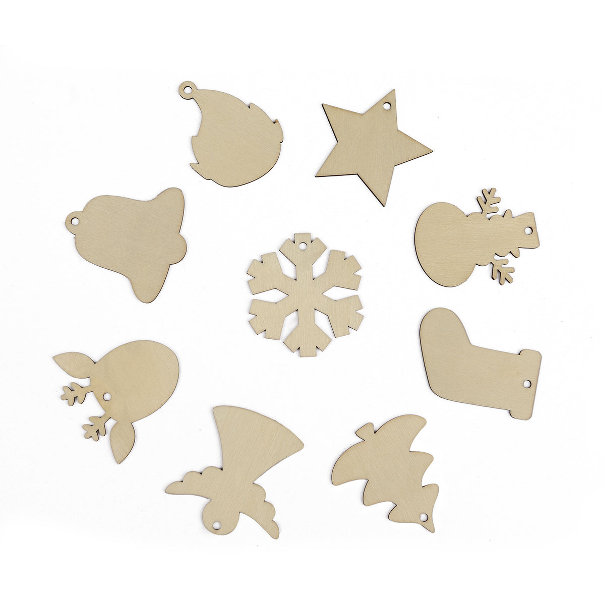 Wooden Christmas Decorations 50 x 1mm, Pack of 54