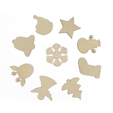 Wooden Christmas Decorations 50 x 1mm, Pack of 54