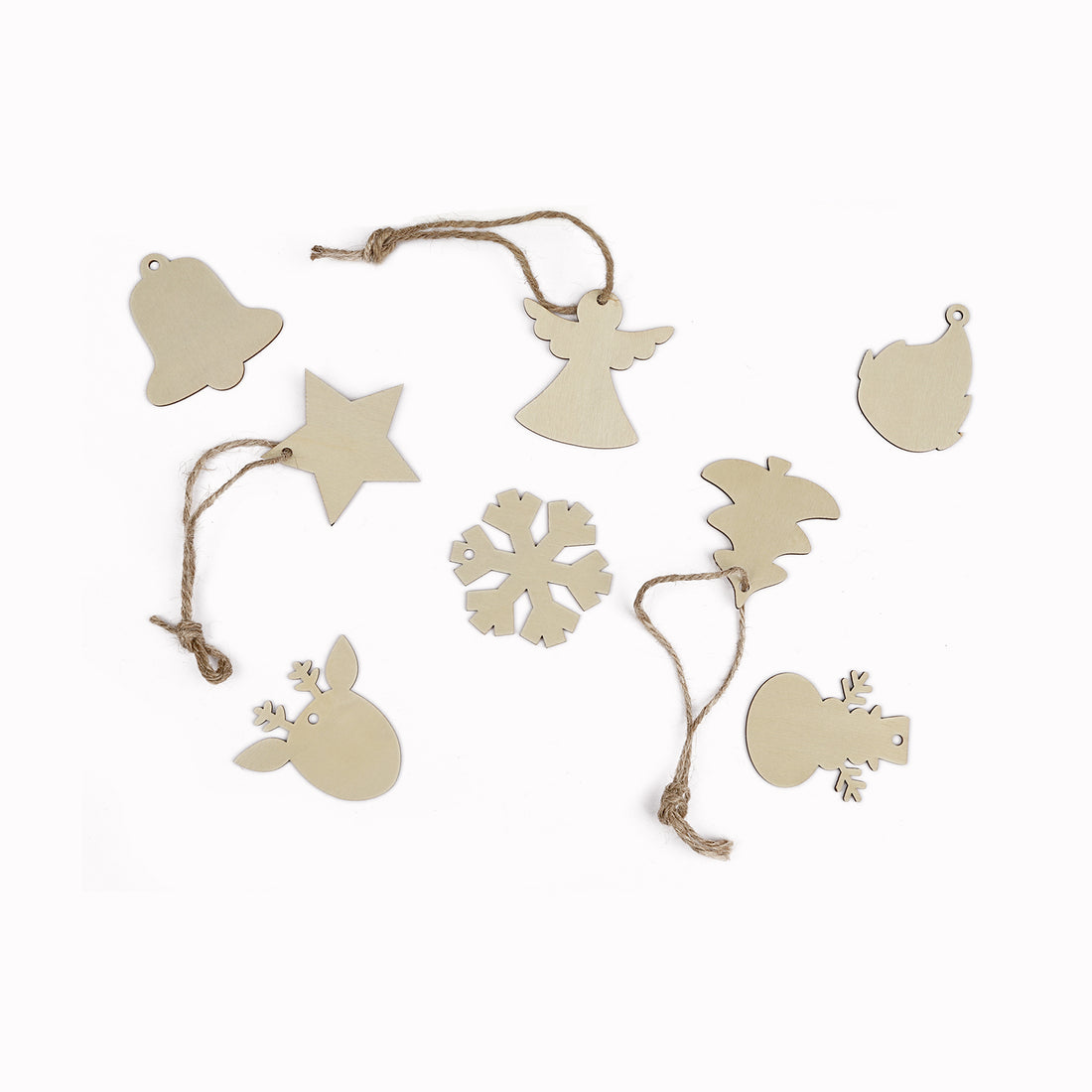 Wooden Christmas Decorations 50 x 1mm, Pack of 54
