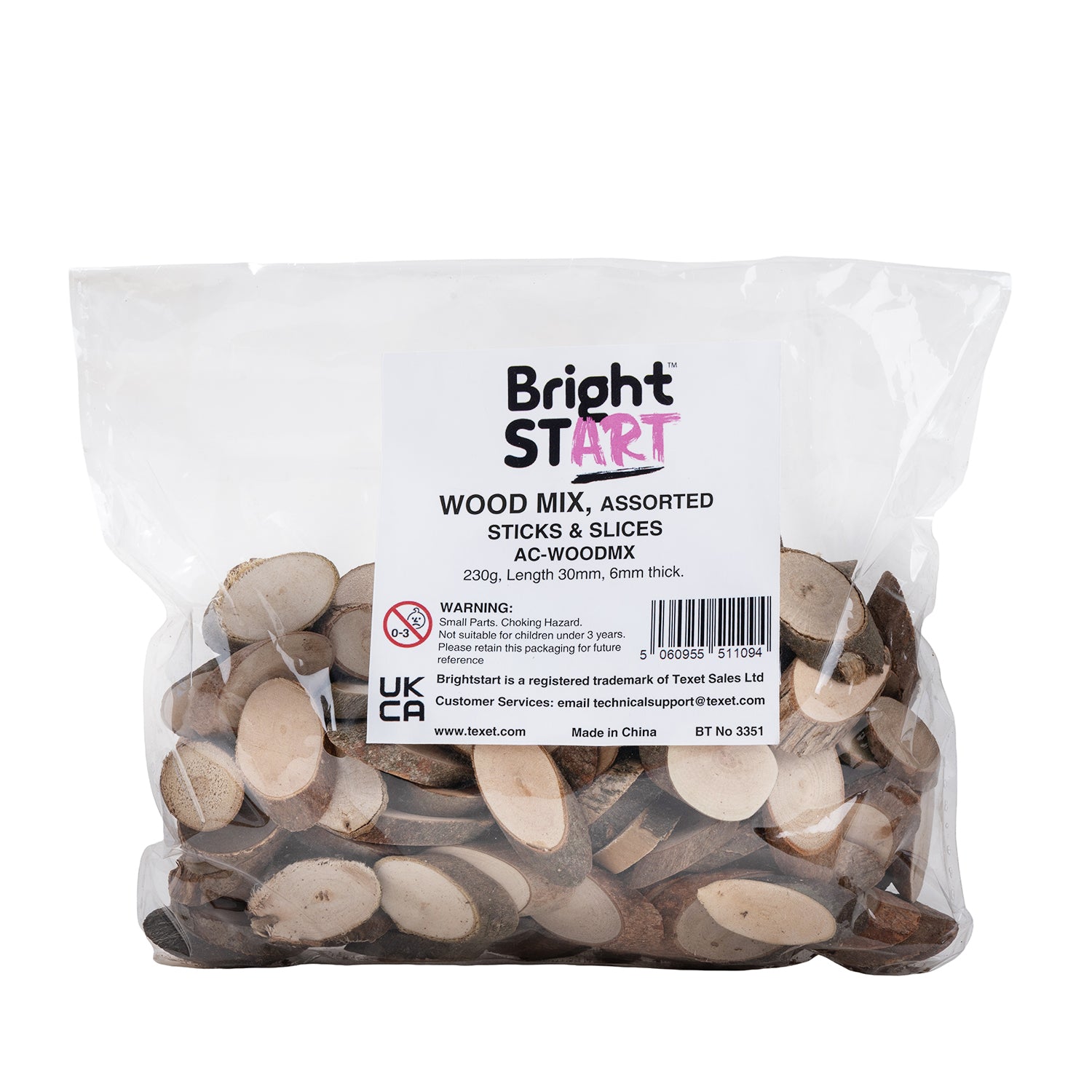 Assorted Wood Sticks & Slices, Pack of 230g