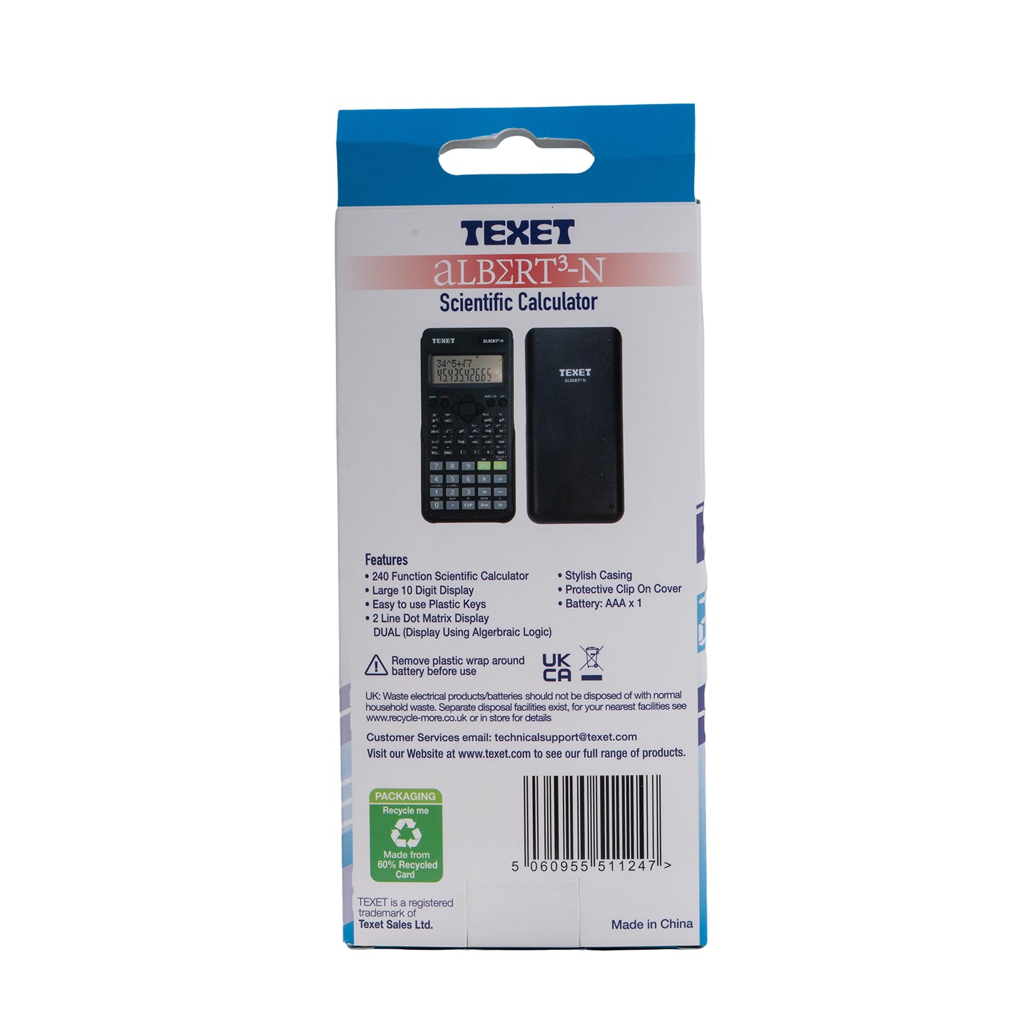 ALBERT3-N Scientific Calculator 10 Digit, 2 Lines Display