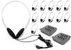 Lightweight Headphones, Class Pack of 12 with Junction Boxes