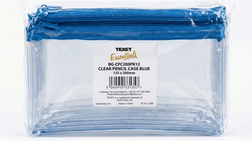Blue Clear Pencil Case 125 x 200mm, Pack of 12