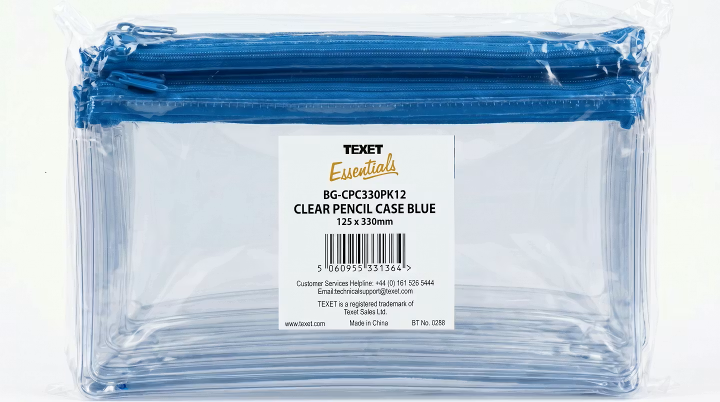Clear Pencil Case 125 x 330mm, Pack of 12