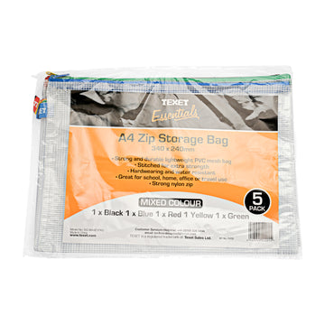 A4 Zip Storage Bag, Pack of 5