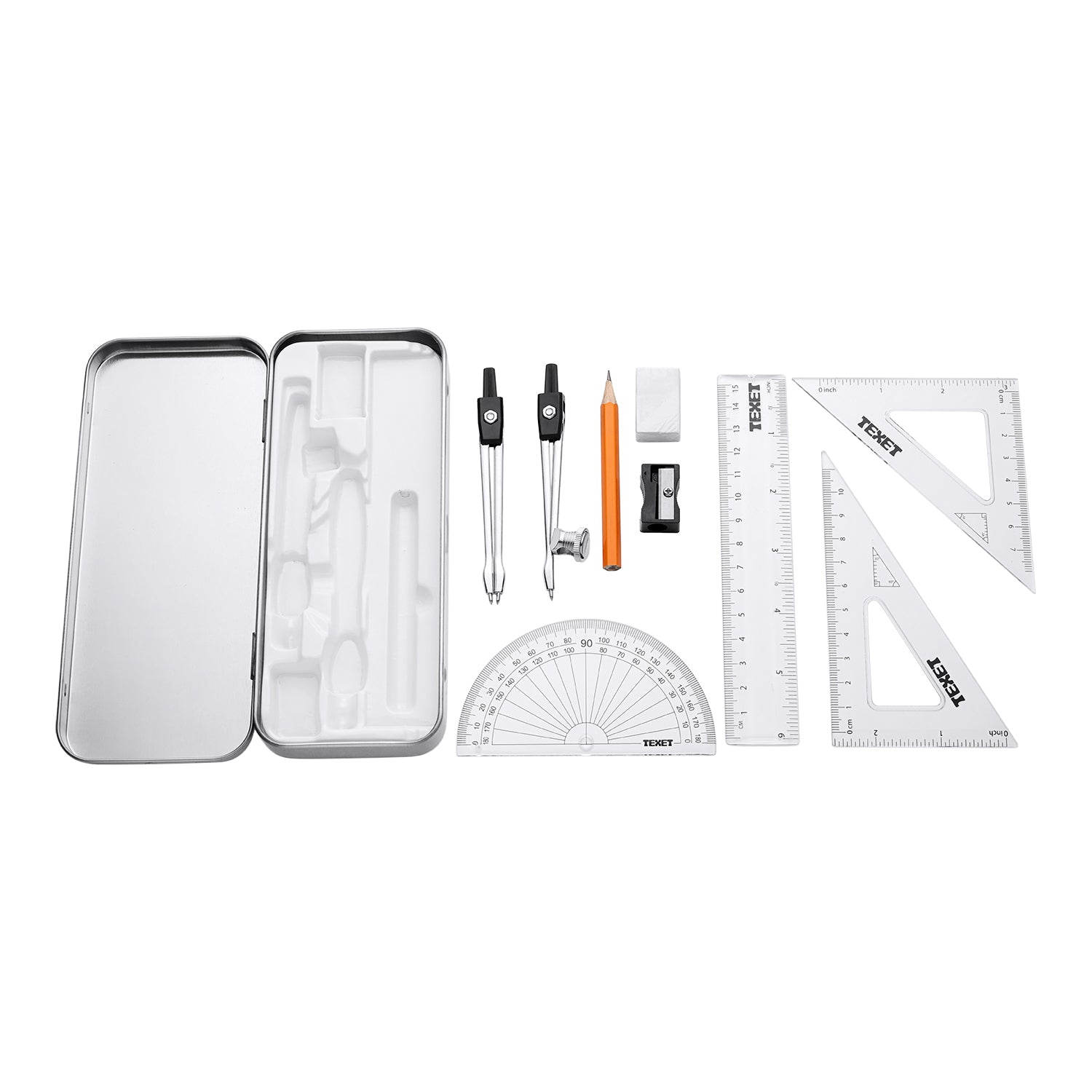 Terryfic Set Math 9 Piece Math Set in Metal Tin – www.texet.com