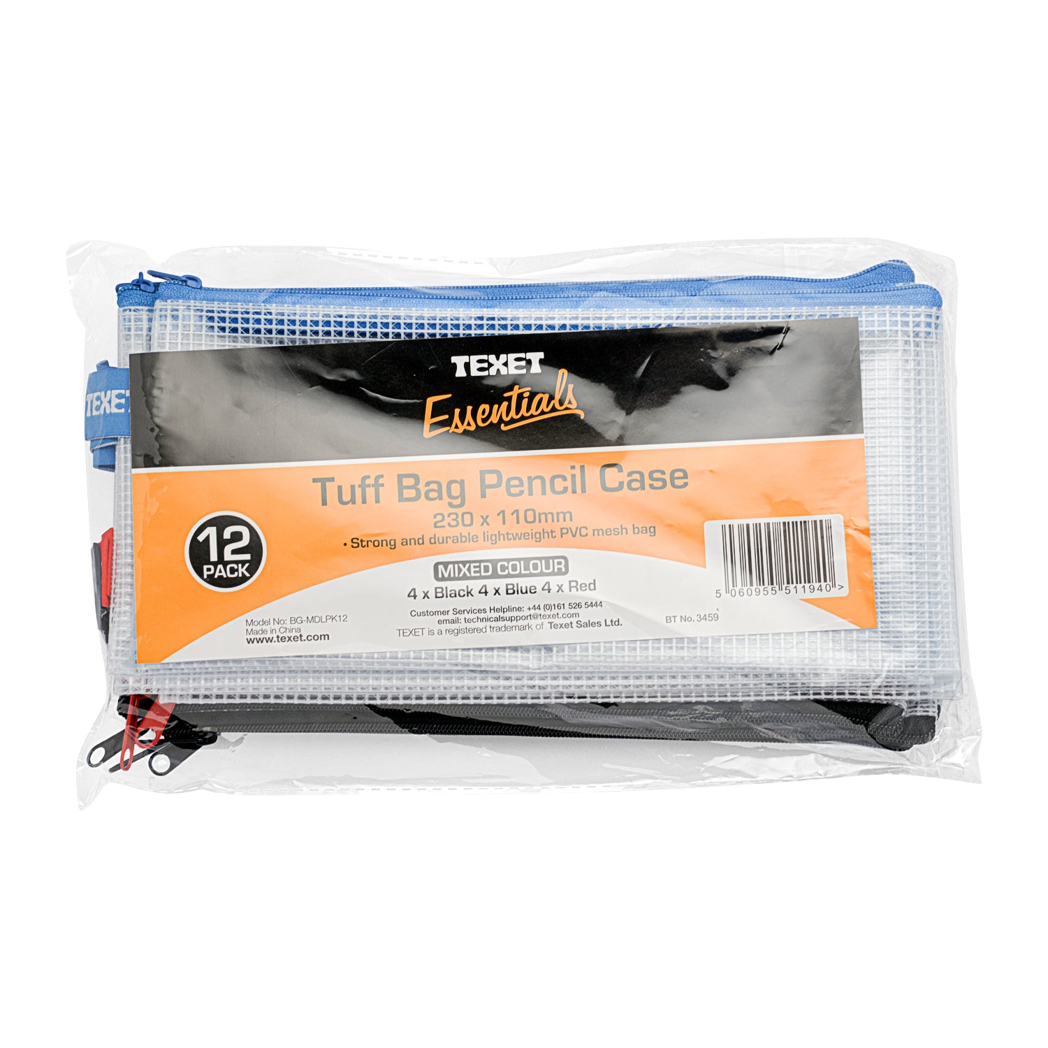 Mesh Tuff Bag Pencil Case, Pack of 12