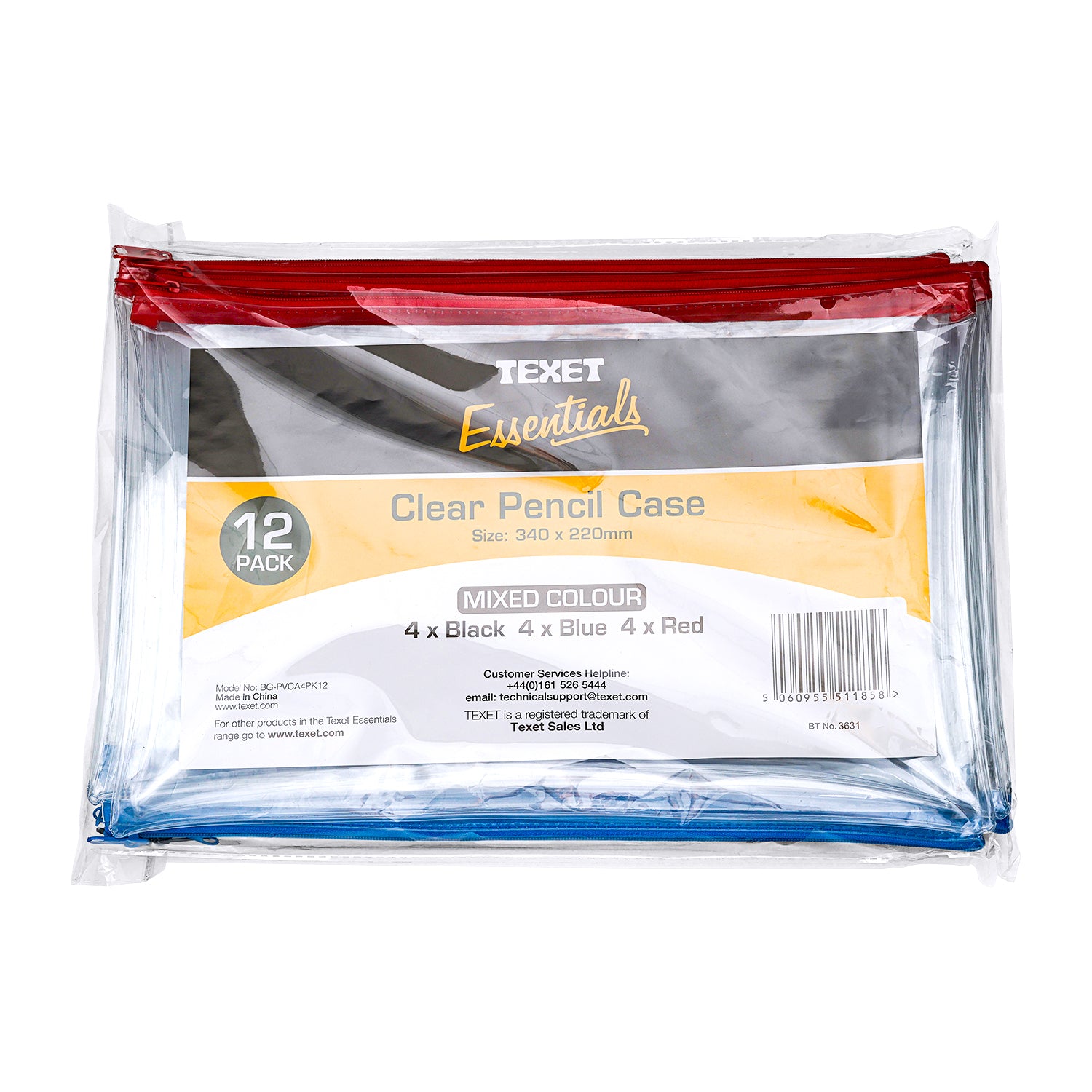 A4 Zip Pencil Case, Pack of 12