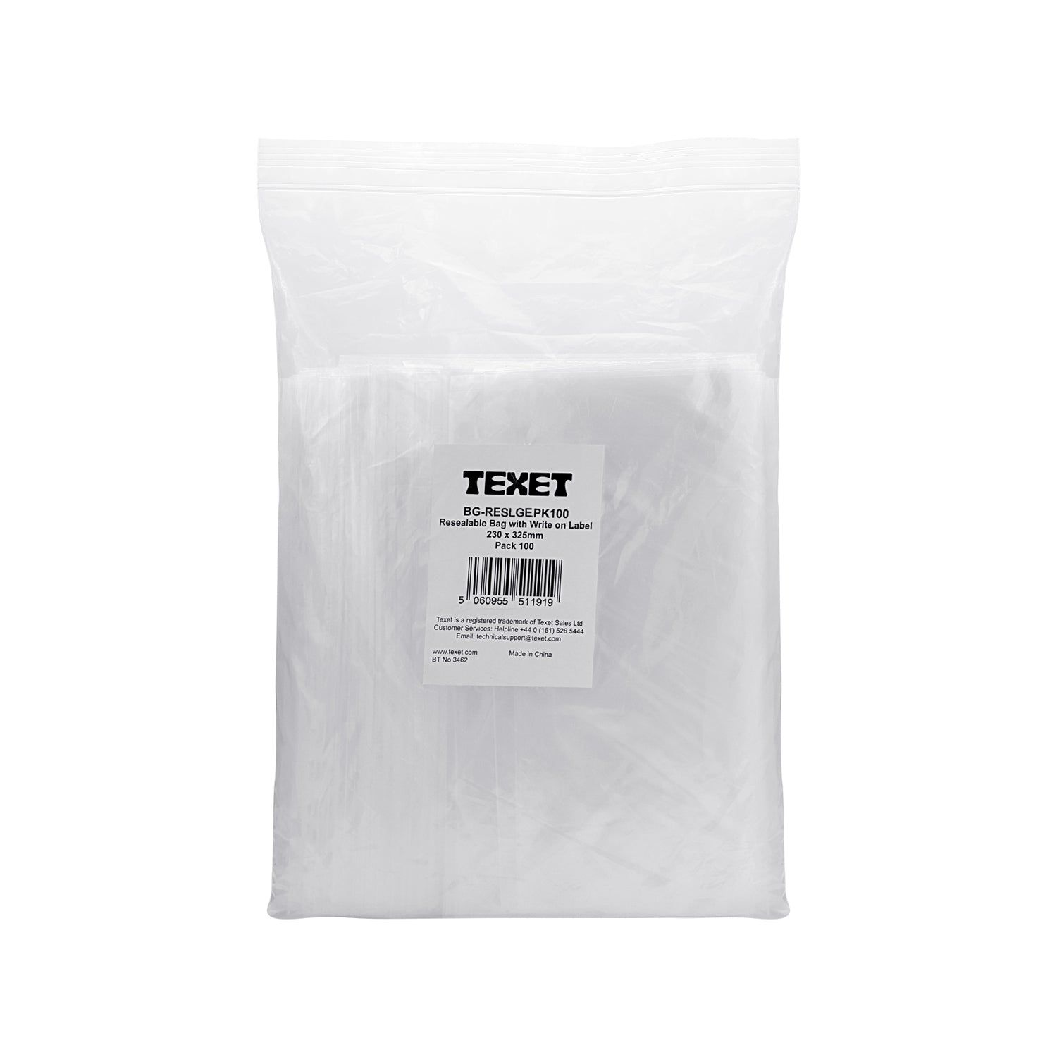 Large Resealable Bag with Write On Label, Pack of 100