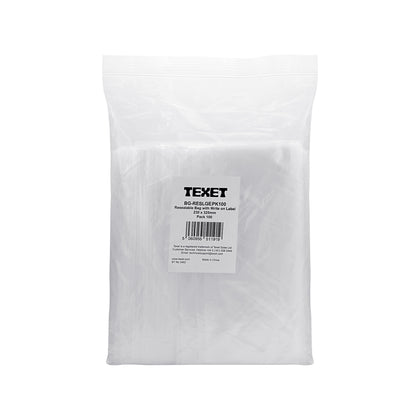 Resealable Bag with Write On Label, Pack of 100