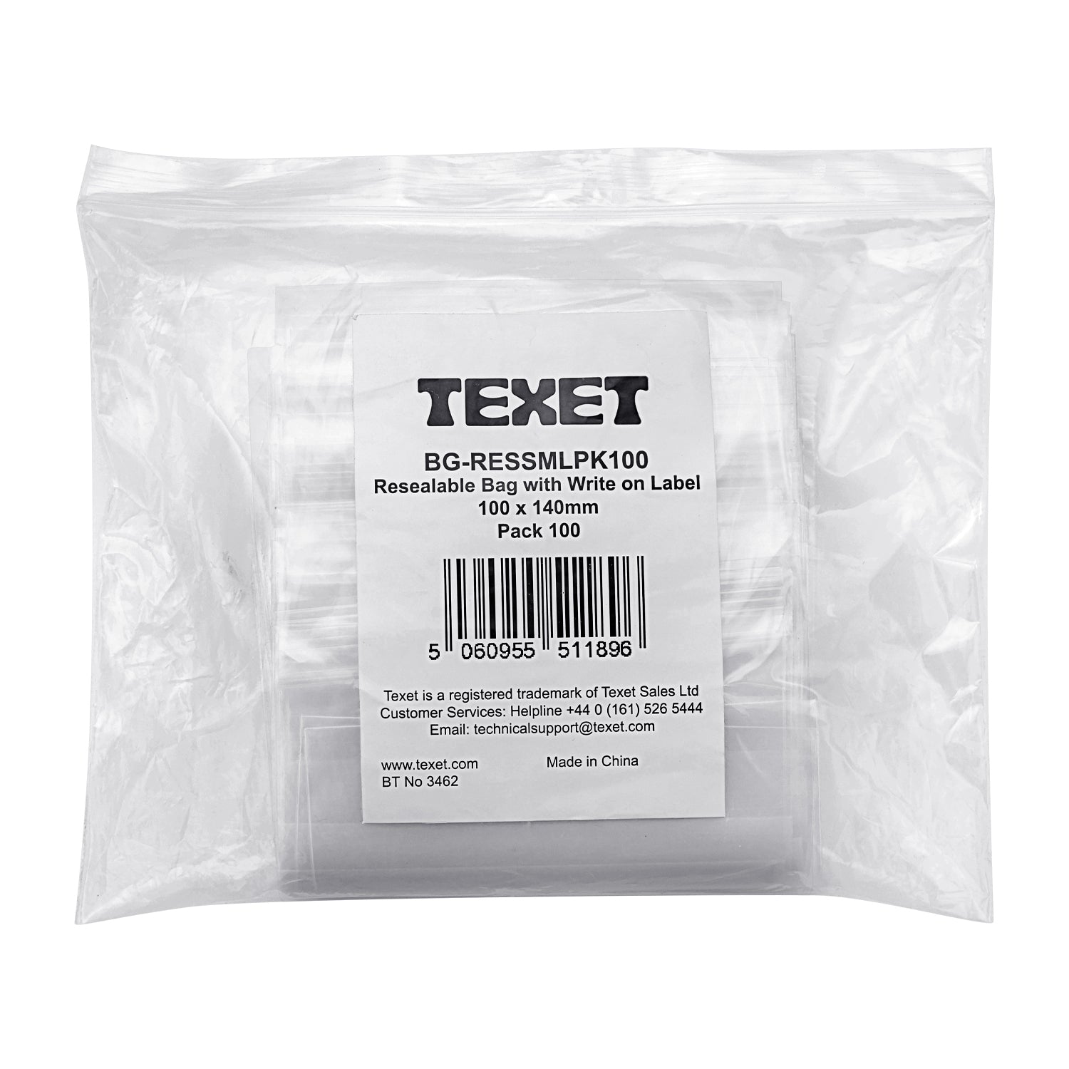 Small Resealable Bag with Write On Label, Pack of 100