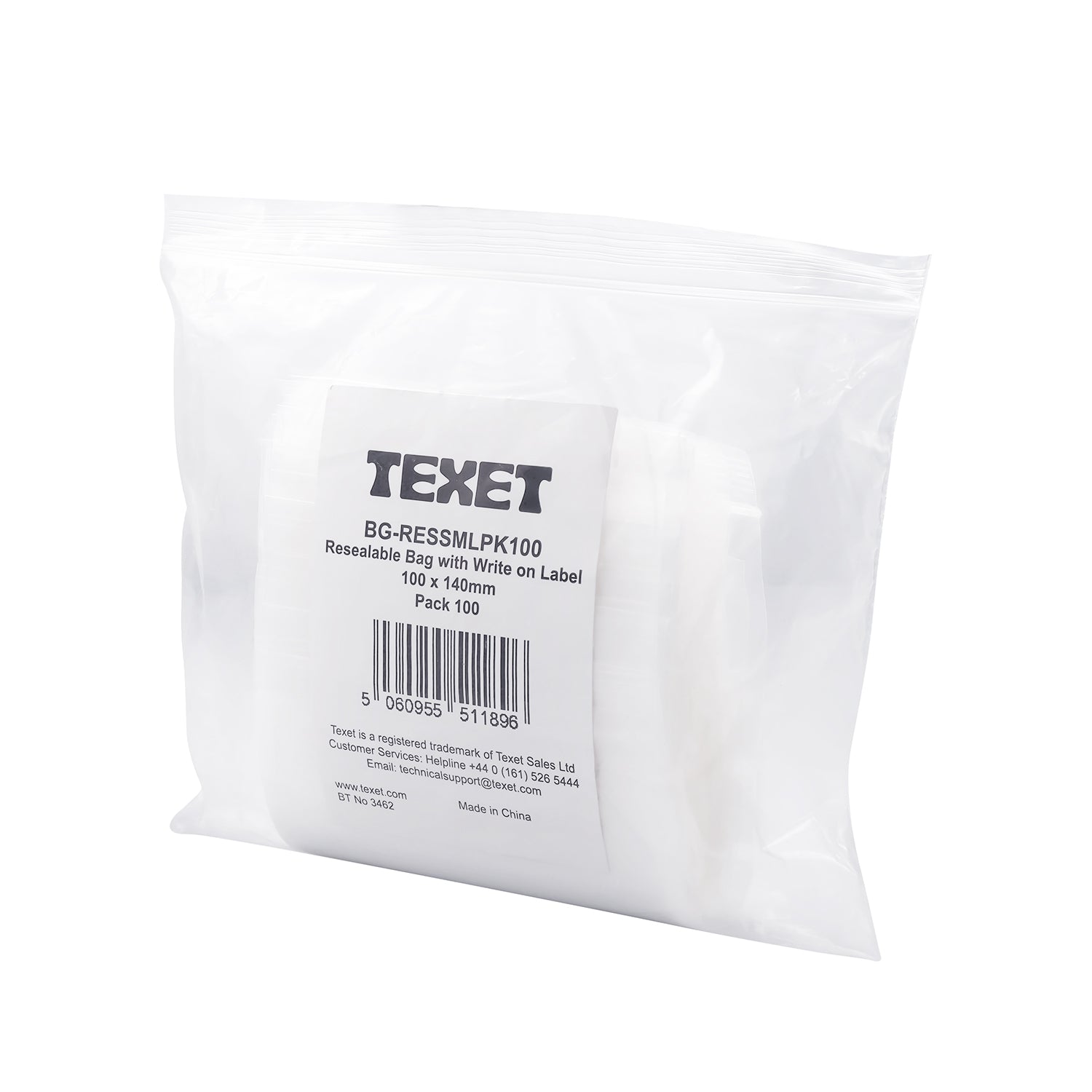 Small Resealable Bag with Write On Label, Pack of 100