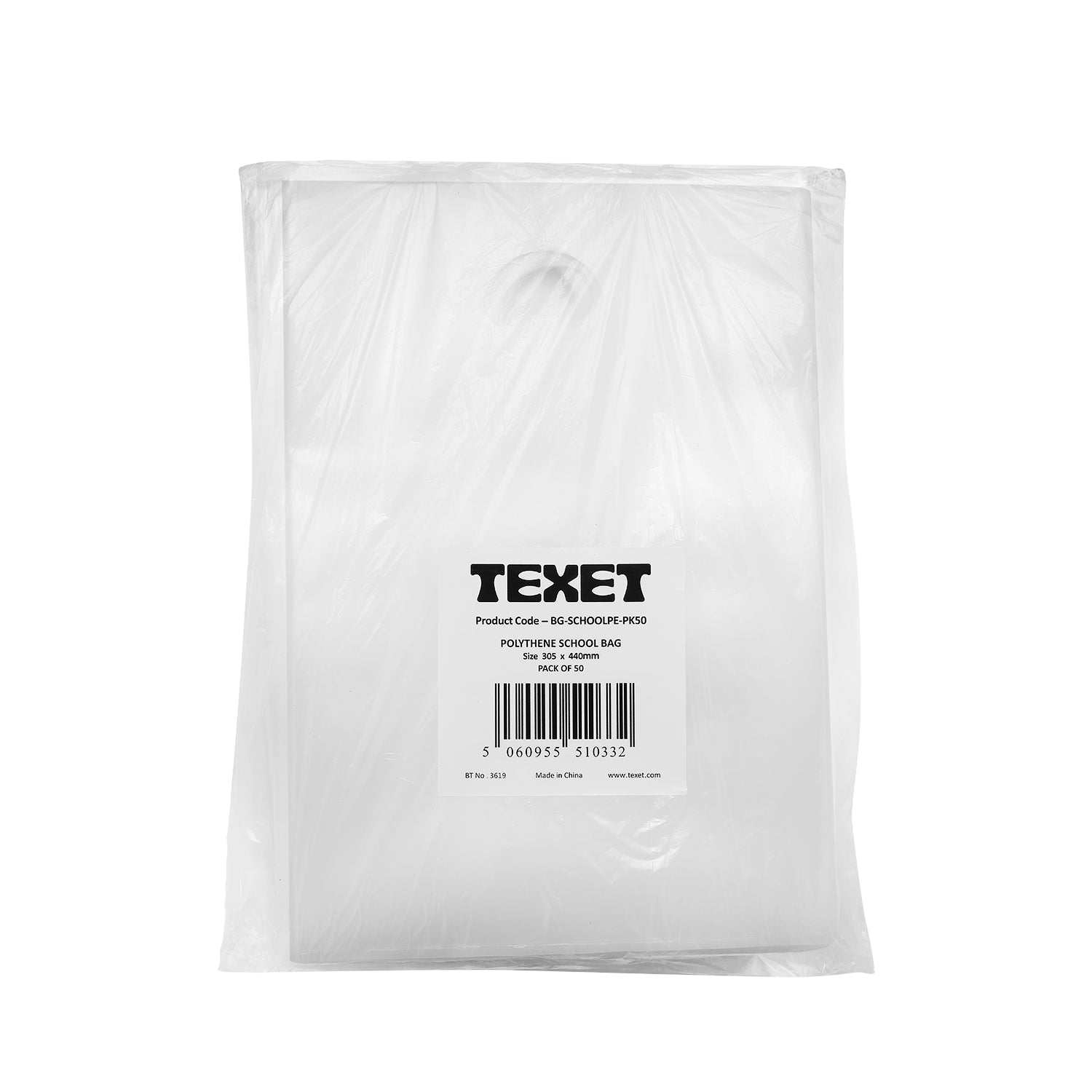 Clear Polythene School Bags, Pack of 50