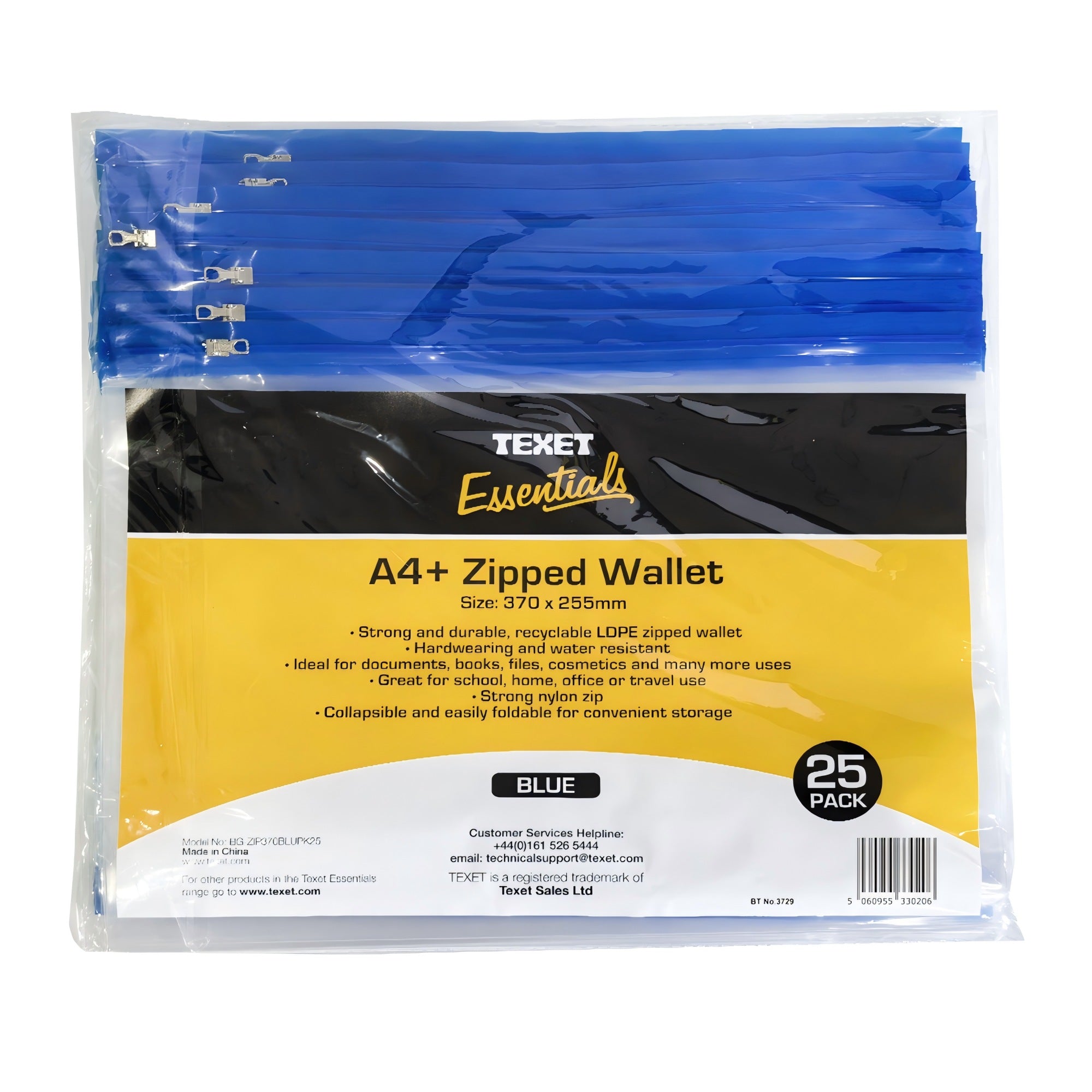 A4+ Blue Zipped Wallet, Pack of 25