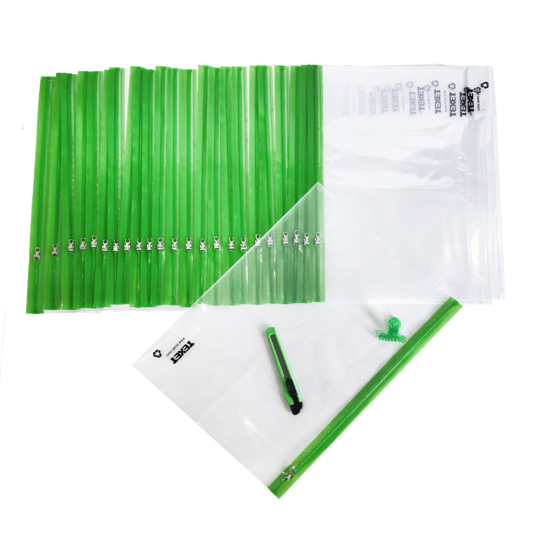 A4+ Green Zipped Wallet, Pack of 25