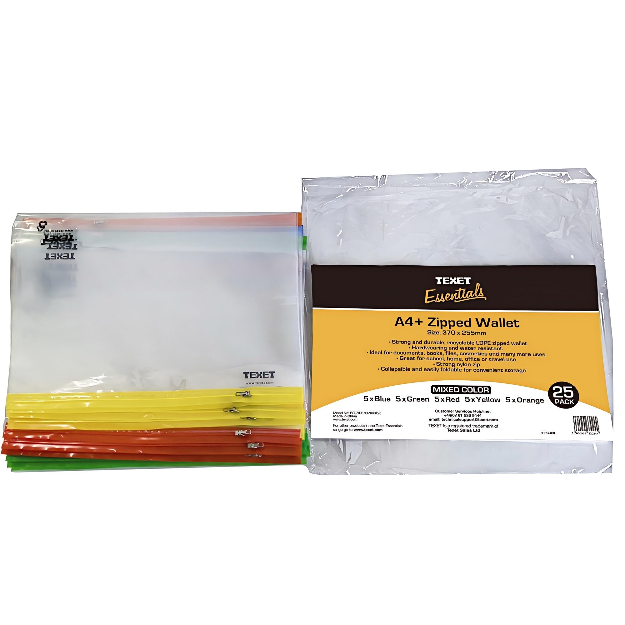 A4+ Mix Colours Zipped Wallet, Pack of 25