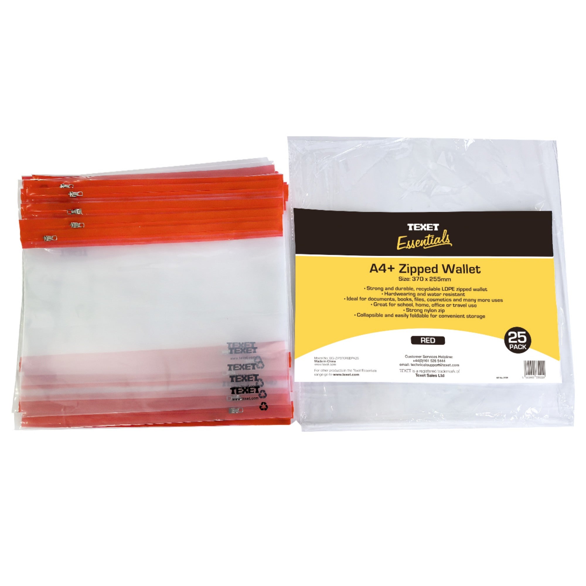 A4+ Red Zipped Wallet, Pack of 25