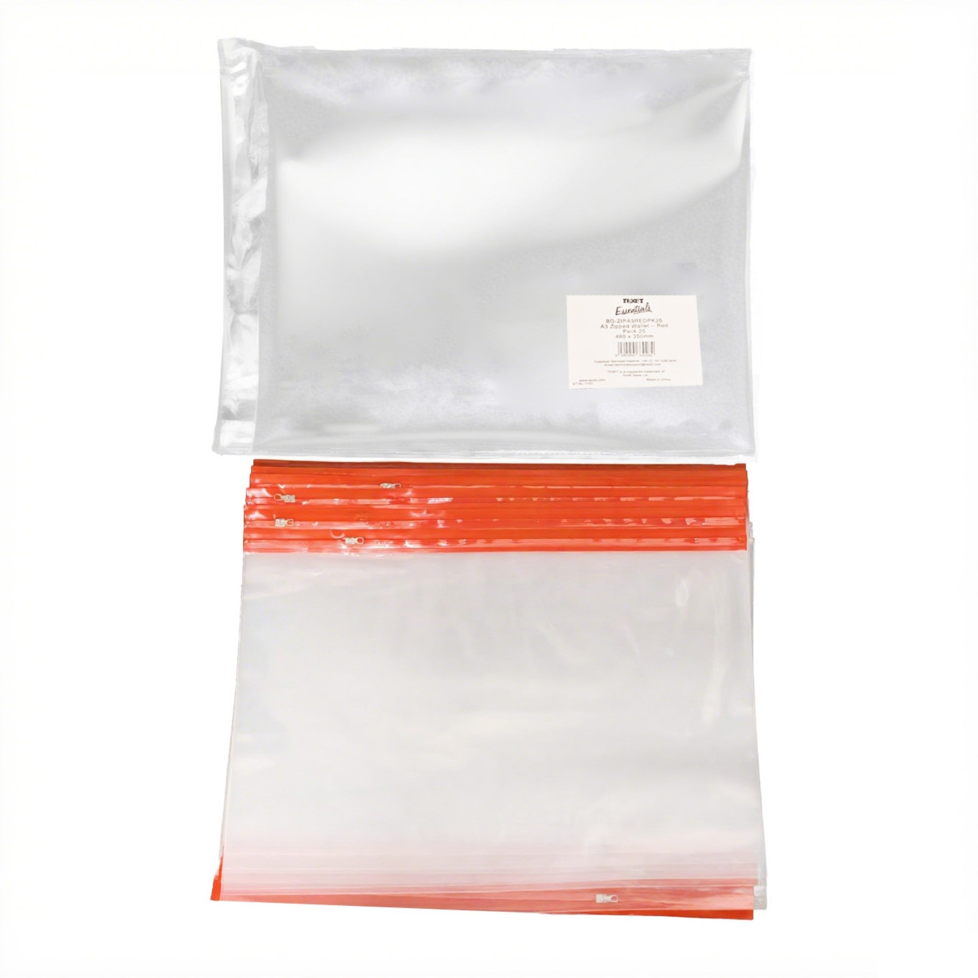 A3 Red Zipped Wallet, Pack of 25