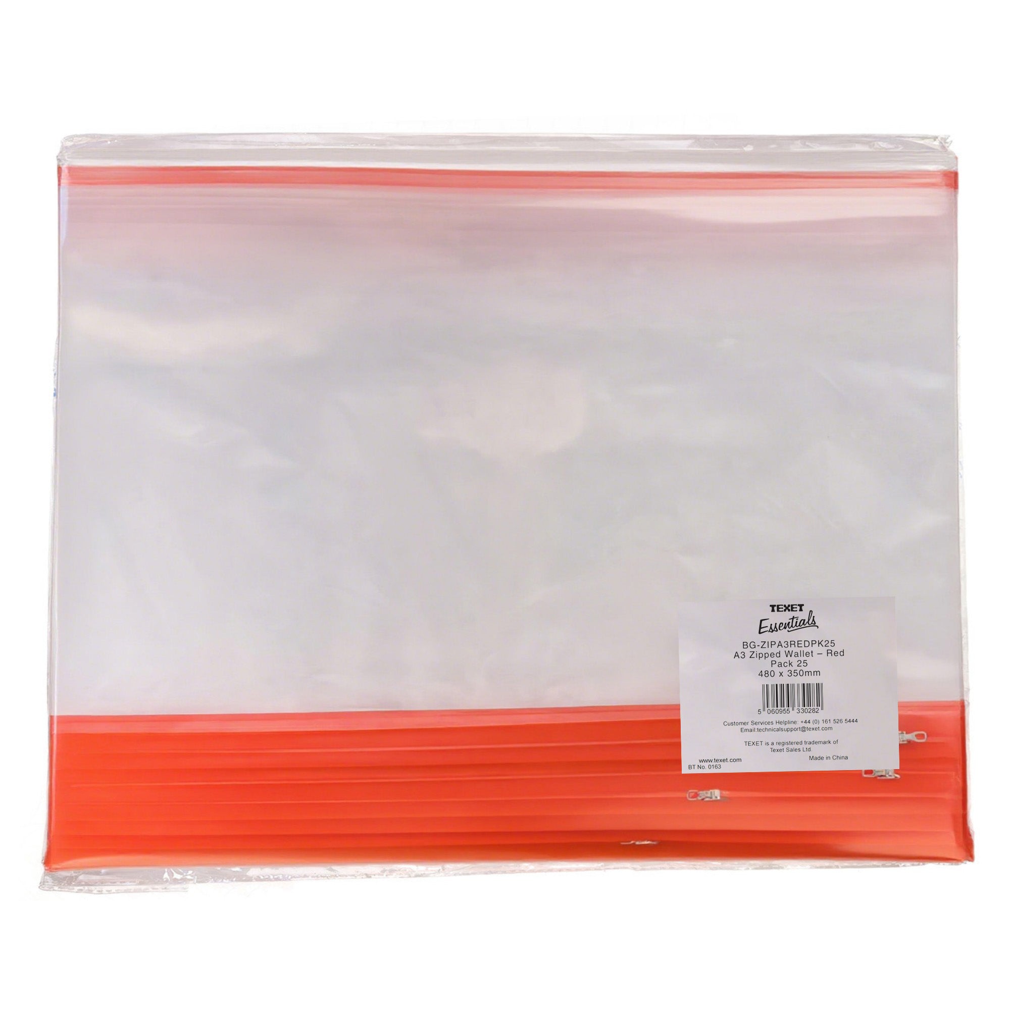 A3 Red Zipped Wallet, Pack of 25