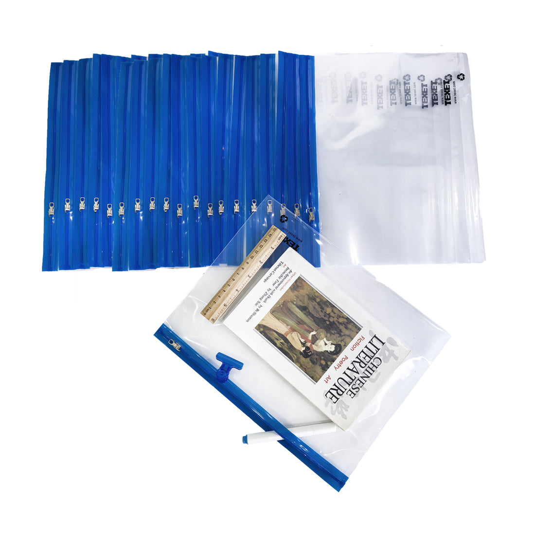 A4 Blue Zipped Wallet, Pack of 25